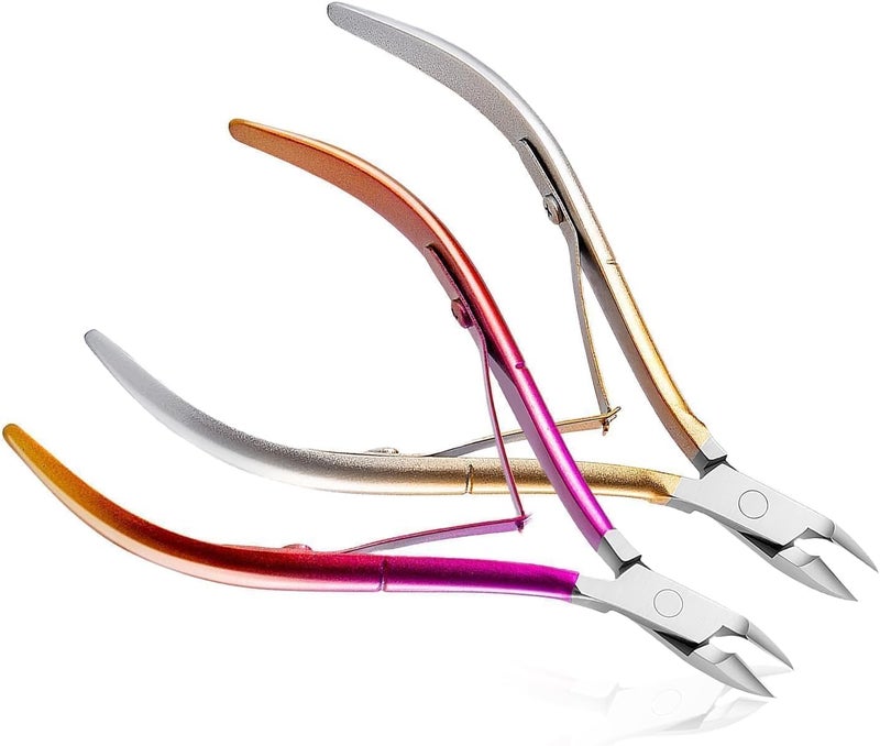 cmetta Cuticle Nipper, Polished Coated Durable Trimmer, Nail Clipper with Fine Edge, Comfort Grip Cuticle Cutter and Remover Tool Kit for Nail Care (Yellow+Rose 2-PACK) - Image 1
